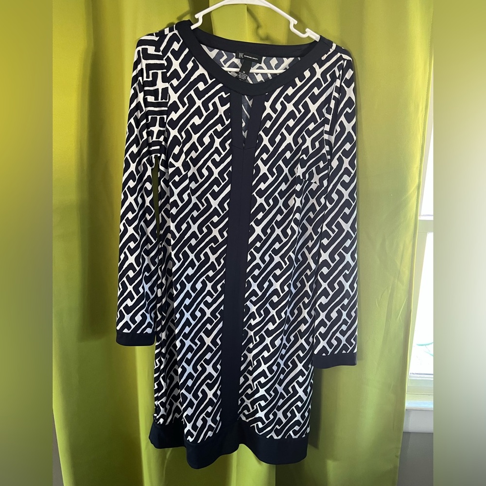 INC Navy Geometric Dress